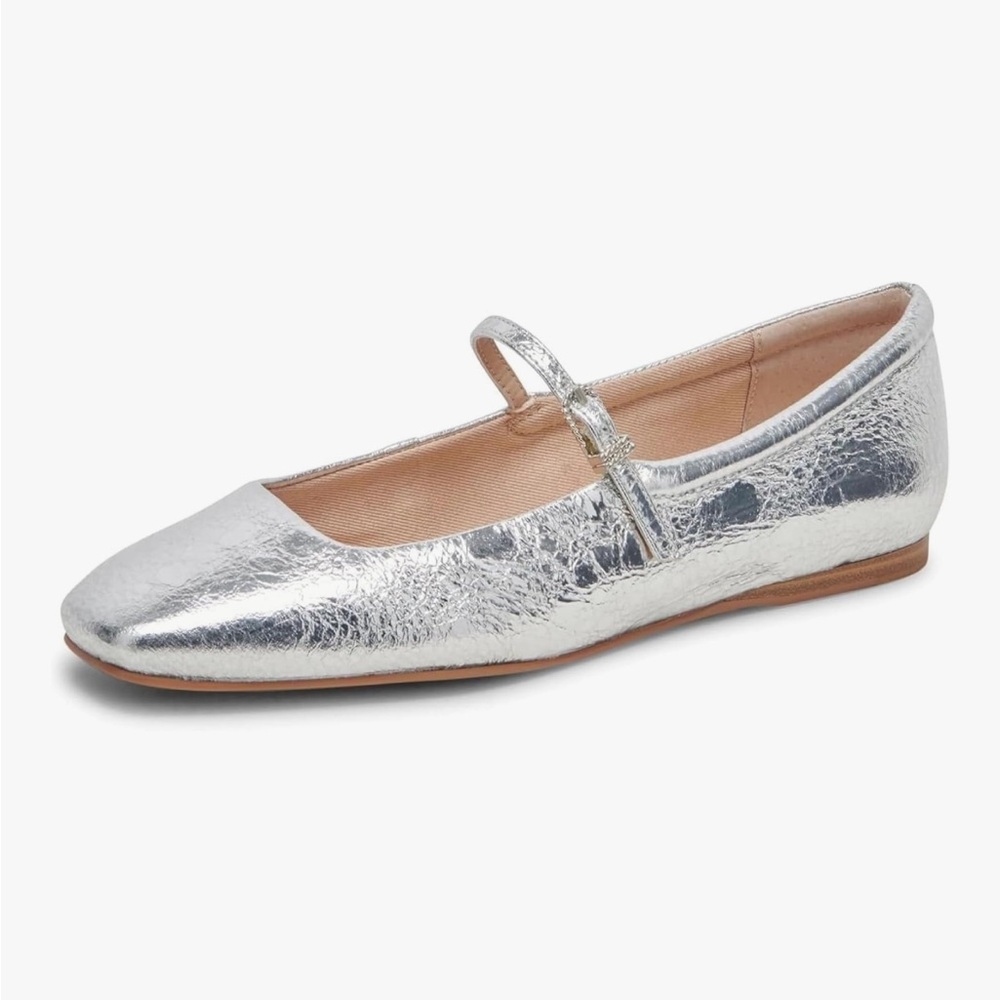 Dolce Vita Reyes Silver Ballet Flats with Mary Jane Strap